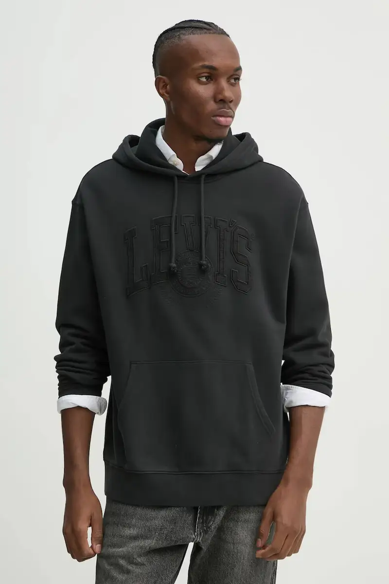 Levi's felpa in cotone uomo colore nero con cappuccio