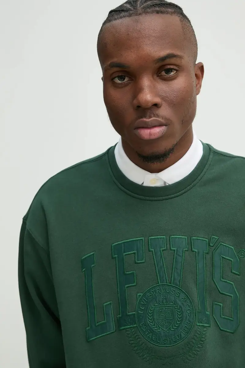 Levi's felpa in cotone uomo colore verde miniatura 4
