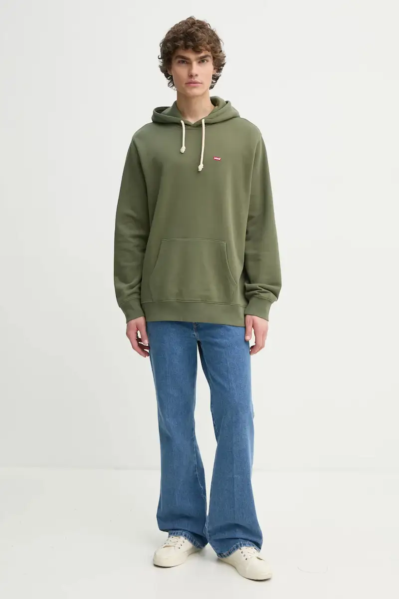 Levi's felpa in cotone uomo colore verde con cappuccio 34581 miniatura 2