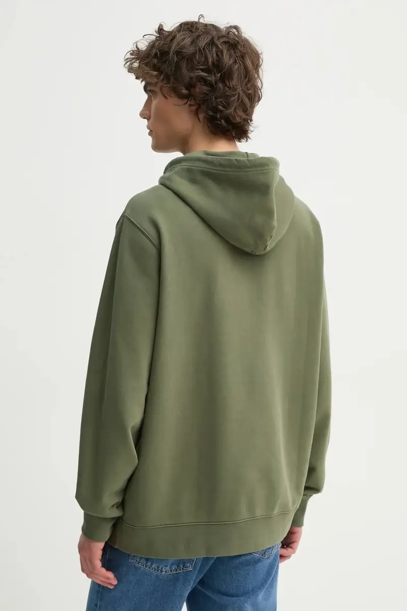 Levi's felpa in cotone uomo colore verde con cappuccio 34581 miniatura 3