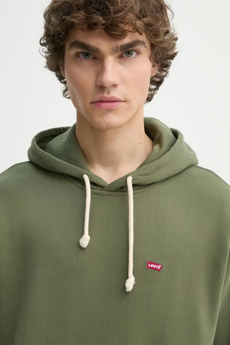 Levi's felpa in cotone uomo colore verde con cappuccio 34581 miniatura 4