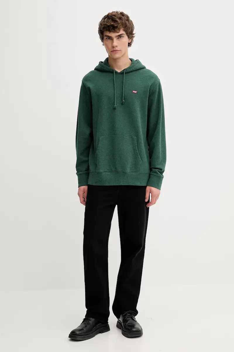 Levi's felpa in cotone uomo colore verde con cappuccio 34581 miniatura 2