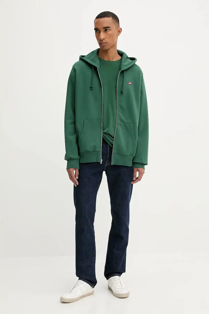 Levi's felpa in cotone uomo colore verde con cappuccio 34584 miniatura 2