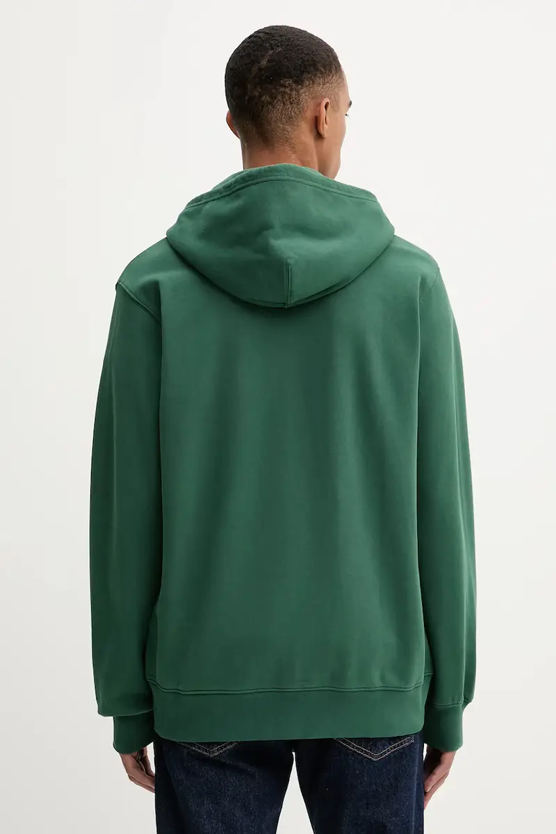 Levi's felpa in cotone uomo colore verde con cappuccio 34584 miniatura 3