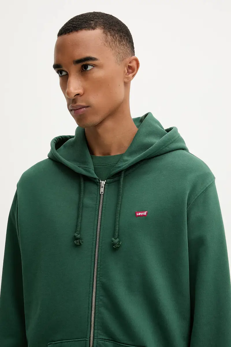 Levi's felpa in cotone uomo colore verde con cappuccio 34584 miniatura 4