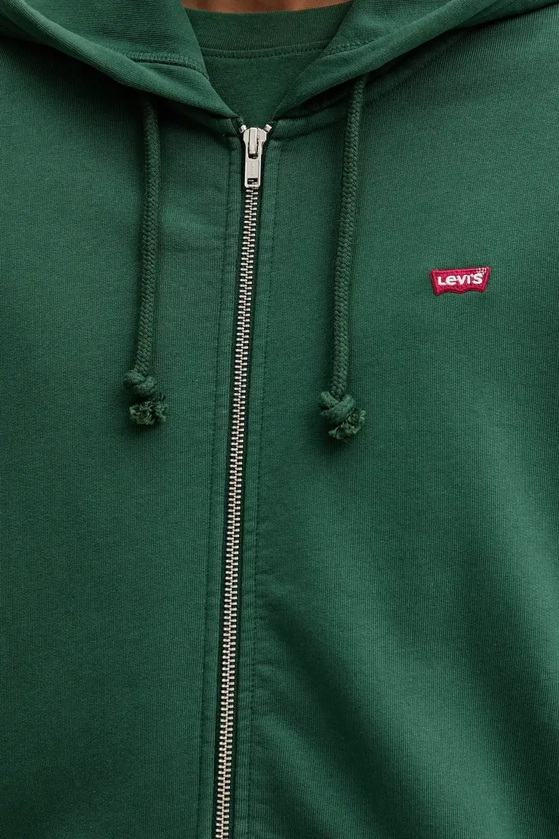 Levi's felpa in cotone uomo colore verde con cappuccio 34584 miniatura 5