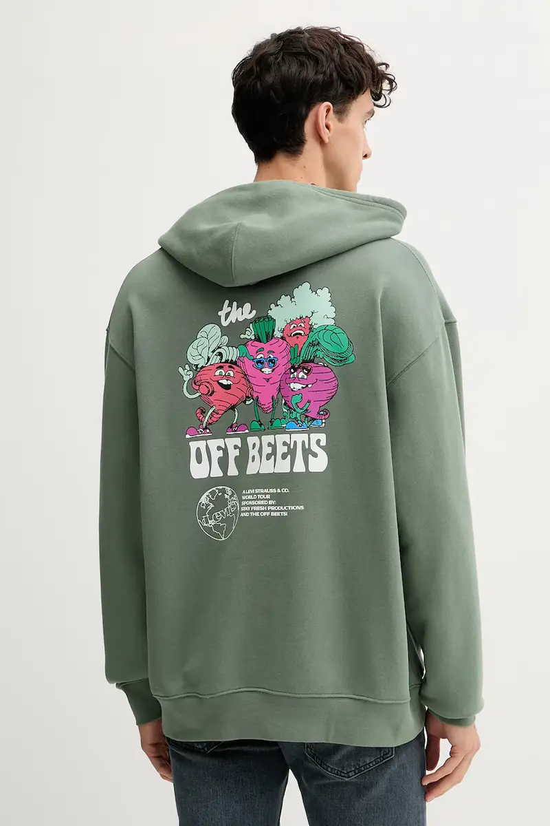 Levi's felpa in cotone uomo colore verde con cappuccio A2639