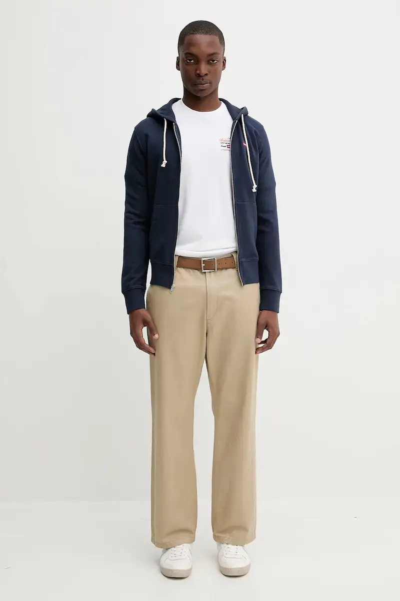Levi's felpa in cotone uomo colore verde con cappuccio Blu navy miniatura 2
