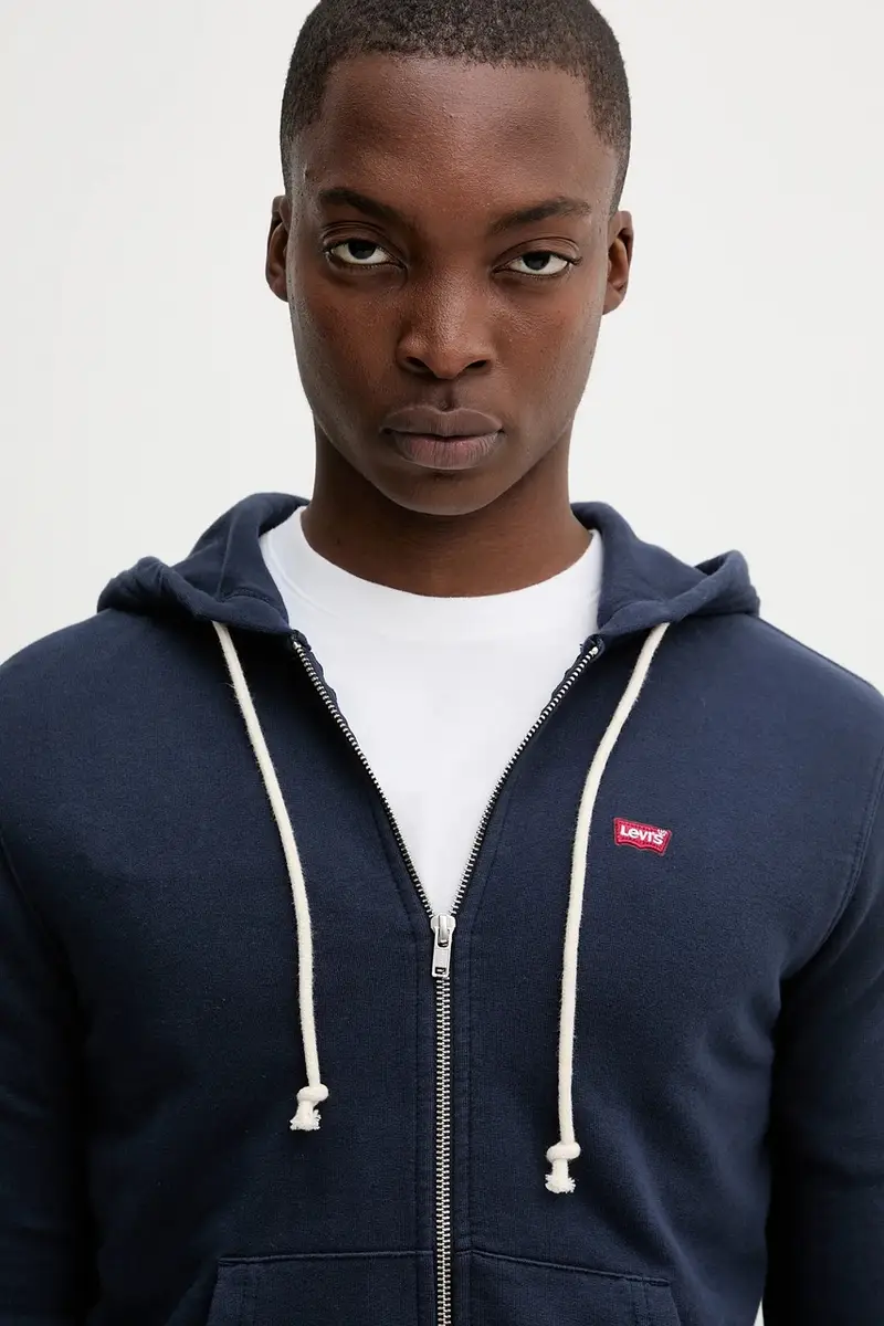 Levi's felpa in cotone uomo colore verde con cappuccio Blu navy miniatura 4