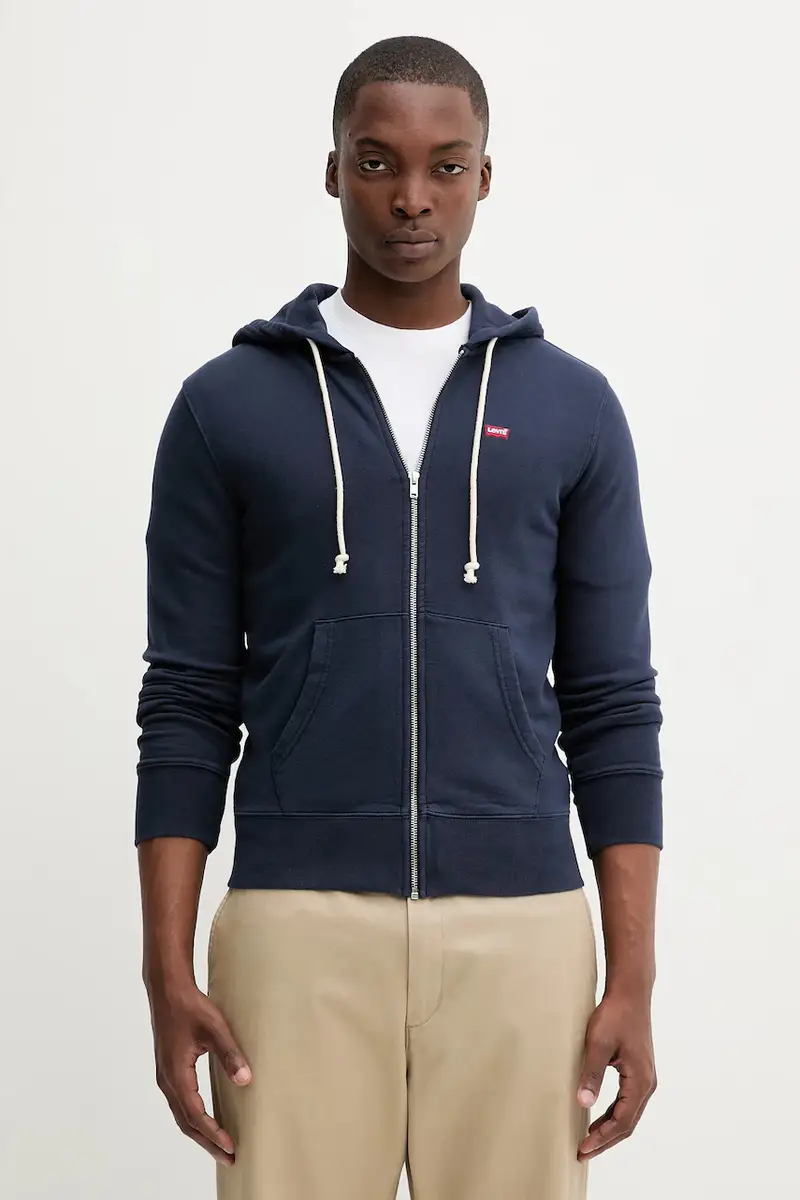 Levi's felpa in cotone uomo colore verde con cappuccio Blu navy