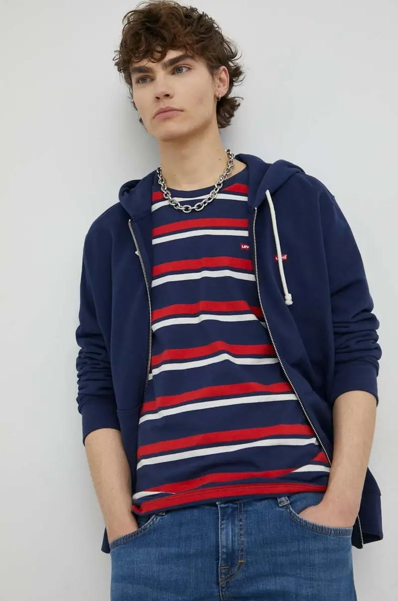 Levi's felpa in cotone uomo con cappuccio Blu navy