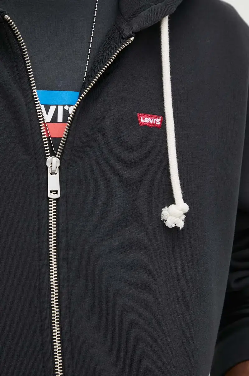 Levi's felpa in cotone uomo con cappuccio Nero miniatura 5