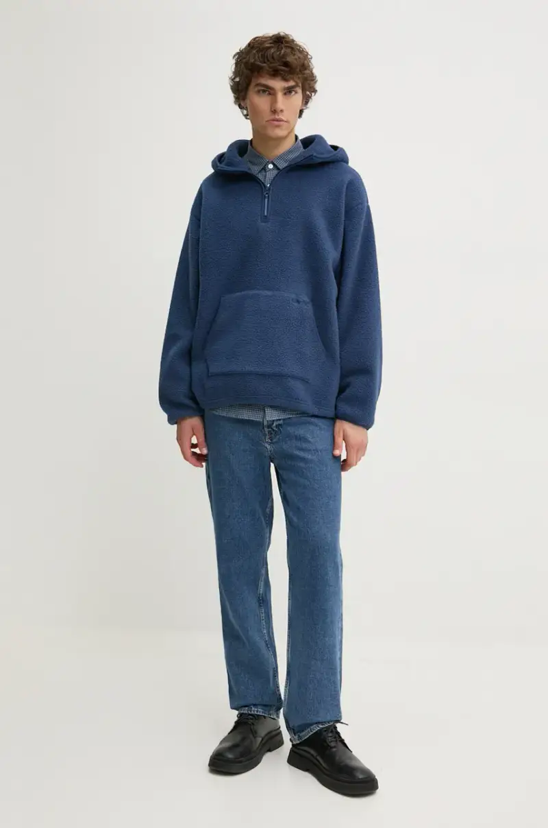 Levi's felpa in pile colore blu con cappuccio A8611 Blu navy miniatura 2