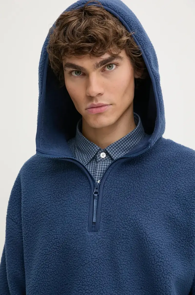 Levi's felpa in pile colore blu con cappuccio A8611 Blu navy miniatura 4