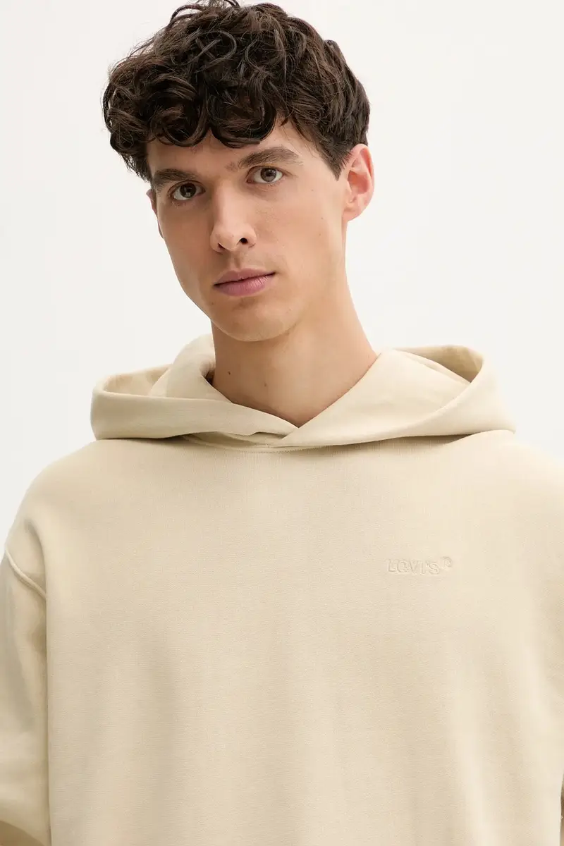 Levi's felpa uomo colore beige con cappuccio A8435 miniatura 4