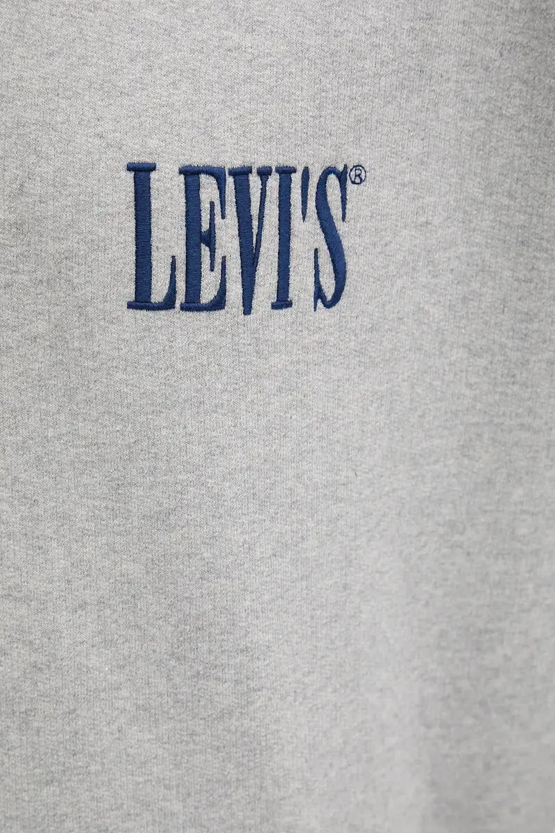 Levi's felpa uomo colore grigio con cappuccio 38479 miniatura 5