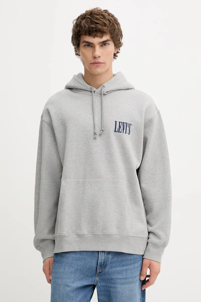 Levi's felpa uomo colore grigio con cappuccio 38479