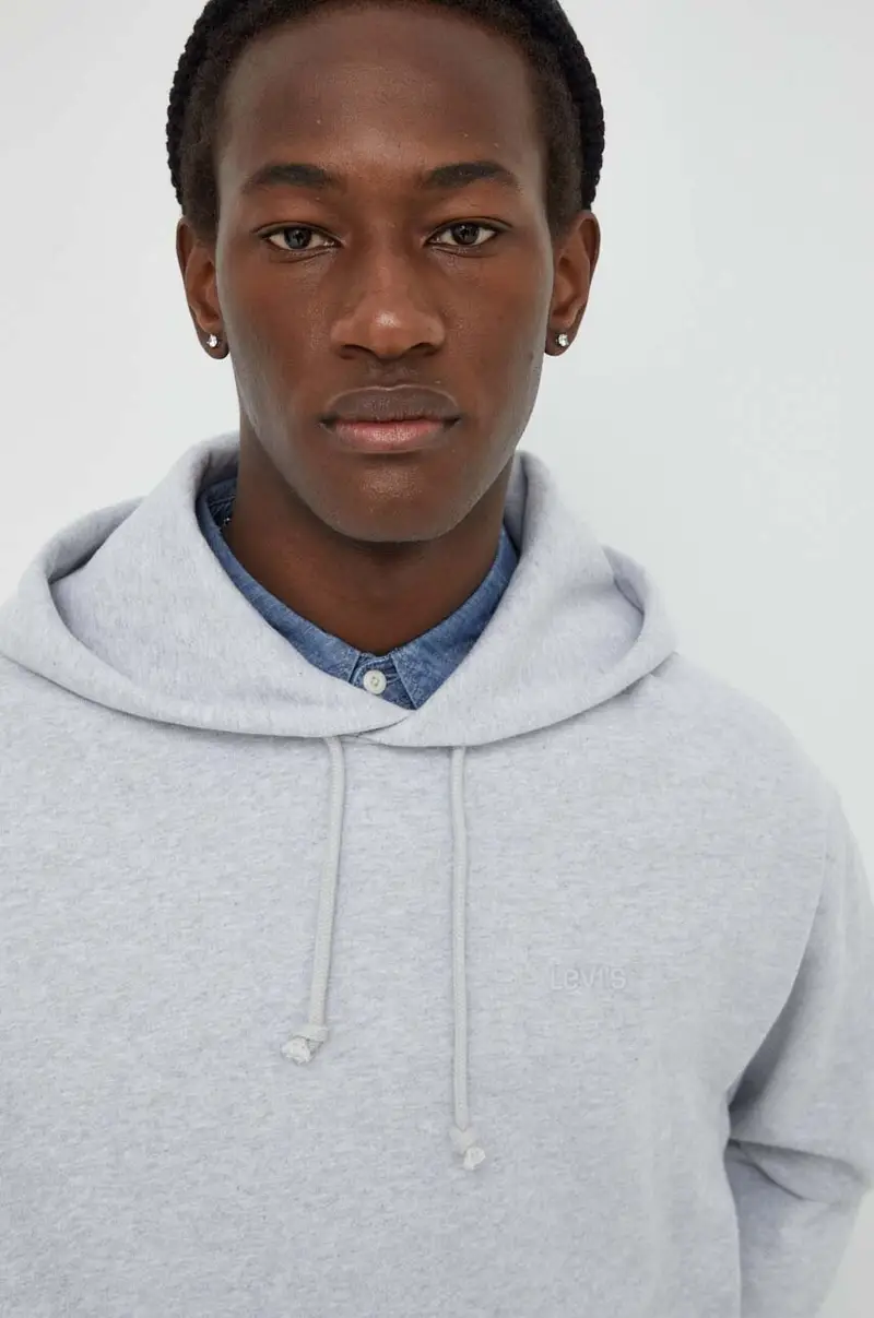 Levi's felpa uomo colore grigio con cappuccio miniatura 5