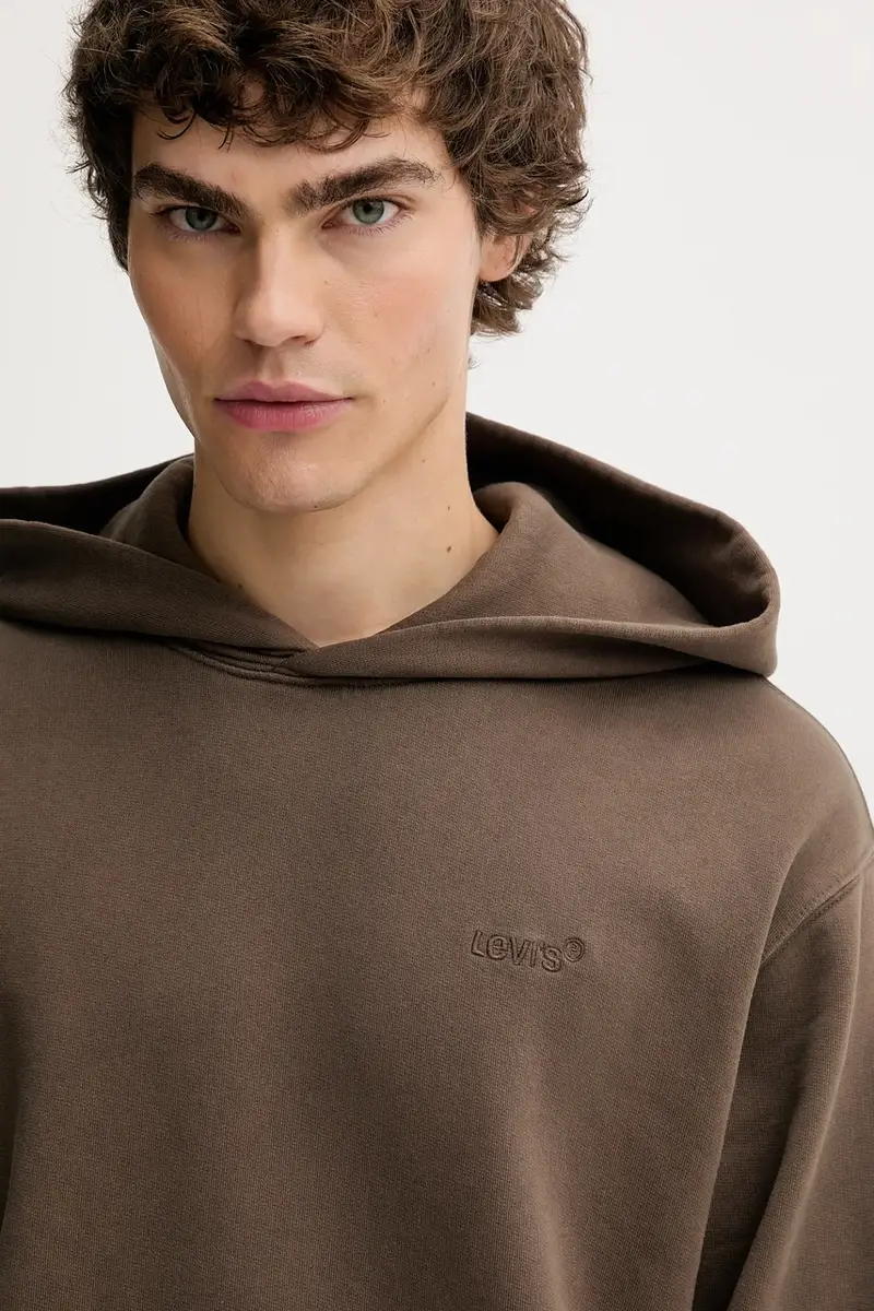 Levi's felpa uomo colore marrone con cappuccio A8435 miniatura 4