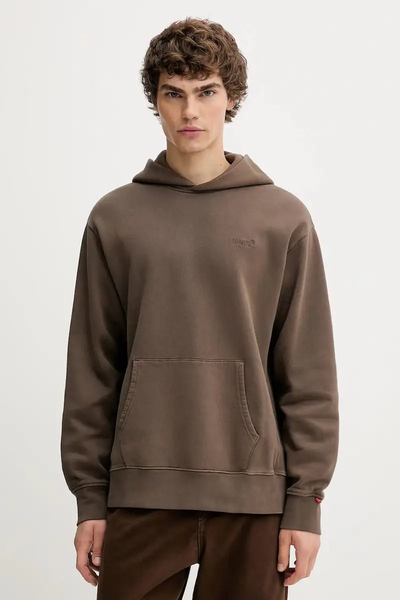 Levi's felpa uomo colore marrone con cappuccio A8435