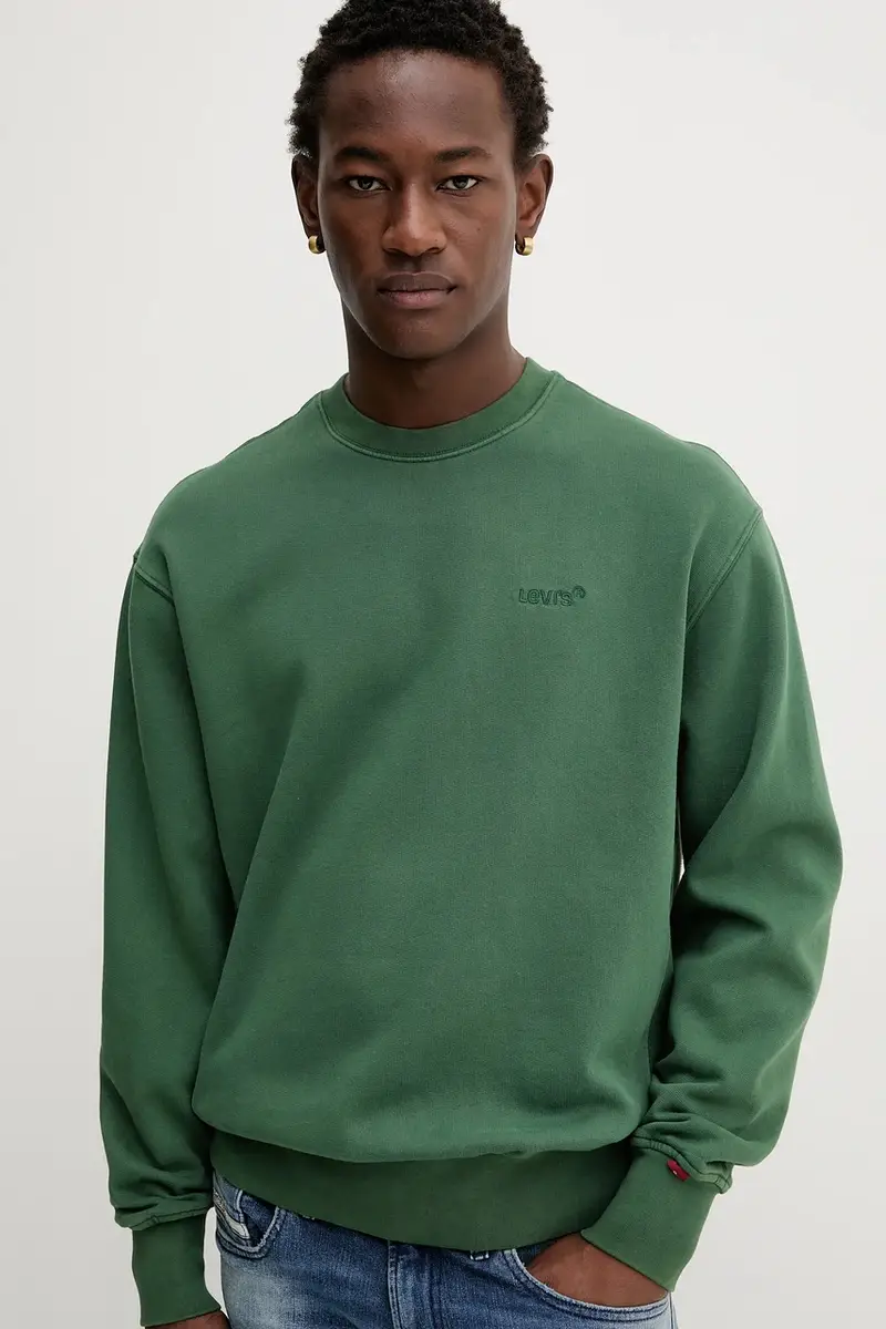 Levi's felpa uomo colore nero con cappuccio A9244 Verde miniatura 4