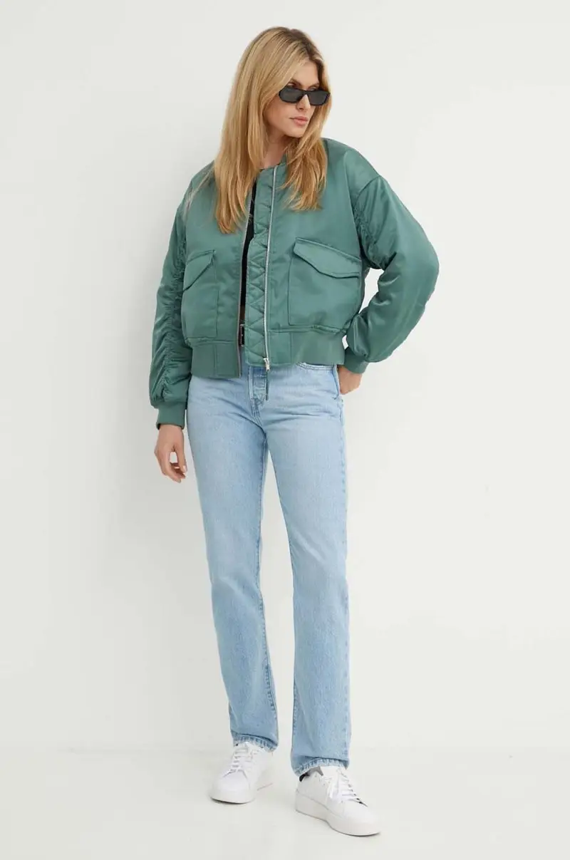 Levi's giacca bomber donna colore verde A7262 miniatura 2
