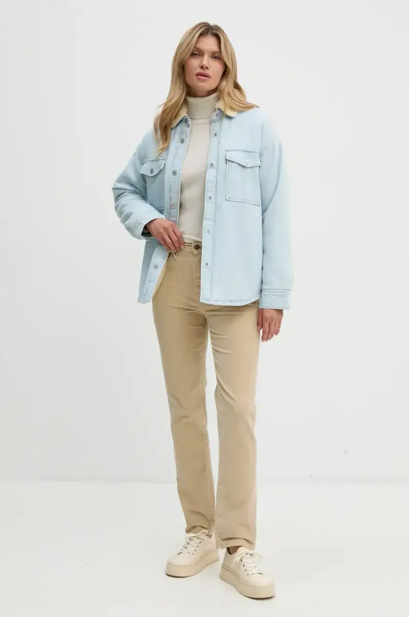 Levi's giacca camicia con aggiunta di cotone colore blu miniatura 2