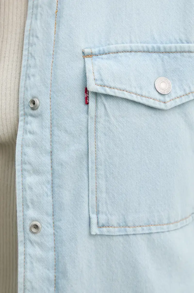 Levi's giacca camicia con aggiunta di cotone colore blu miniatura 5