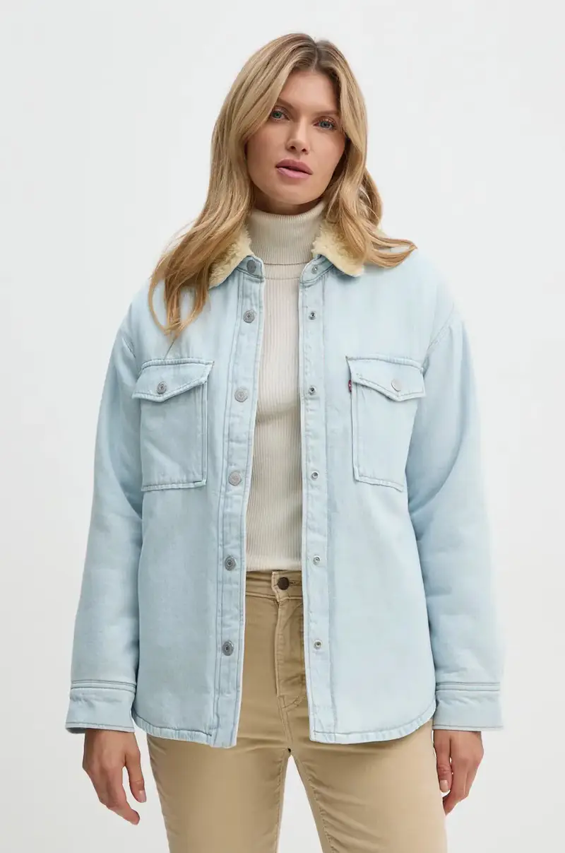 Levi's giacca camicia con aggiunta di cotone colore blu