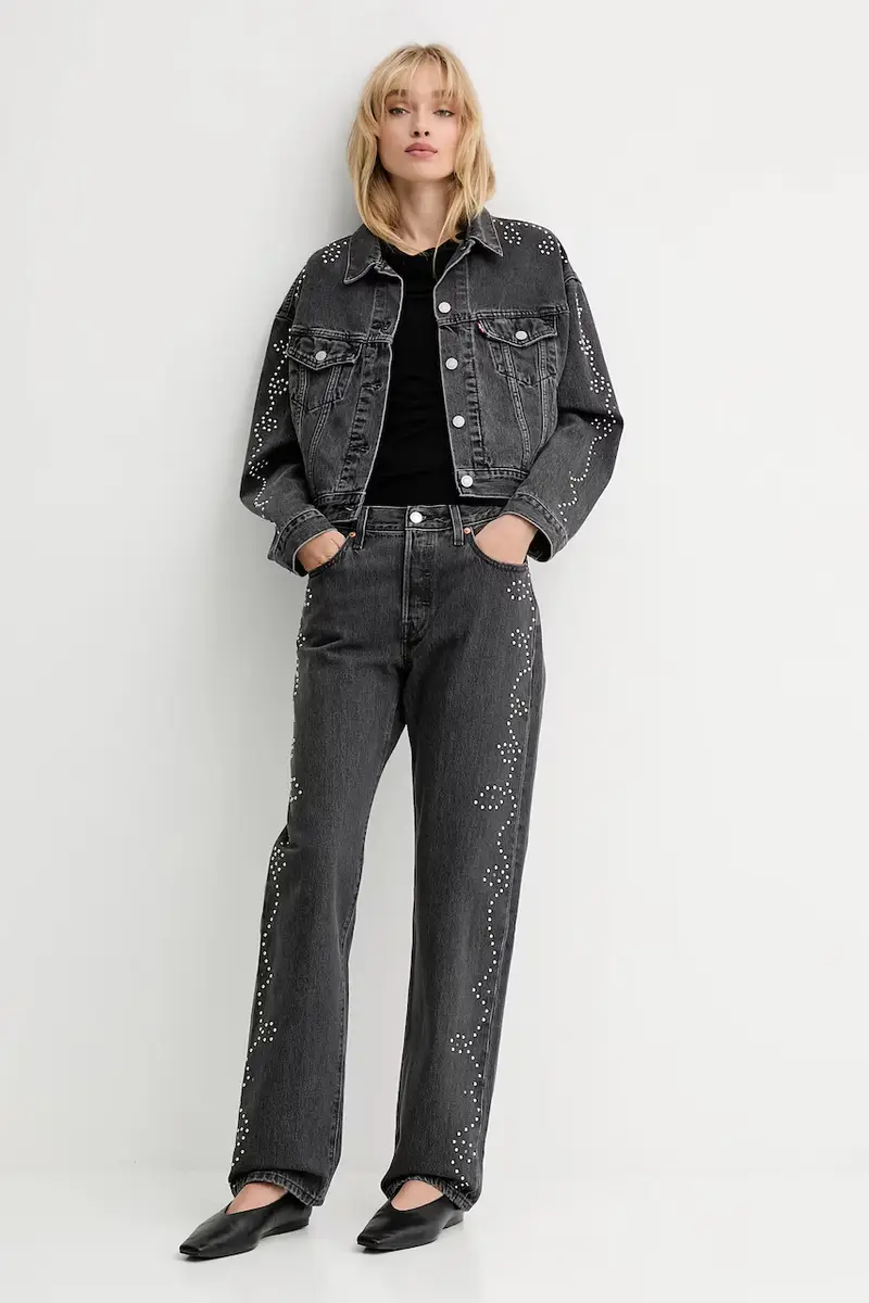 Levi's giacca di jeans colore grigio A9456 miniatura 2