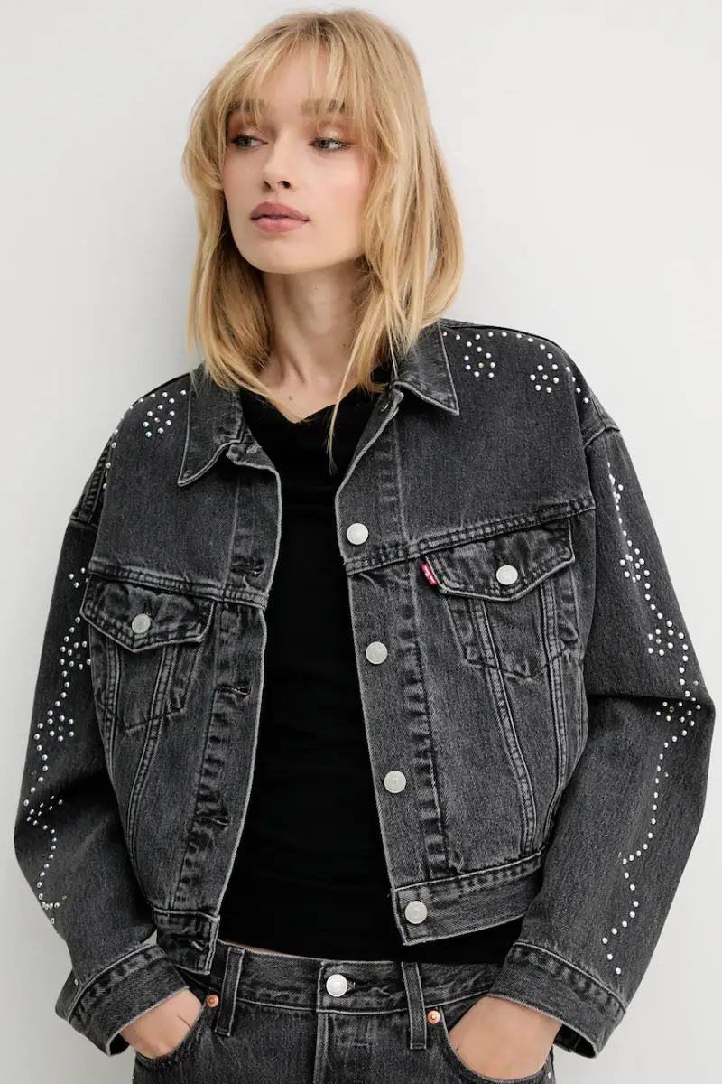 Levi's giacca di jeans colore grigio A9456 miniatura 4