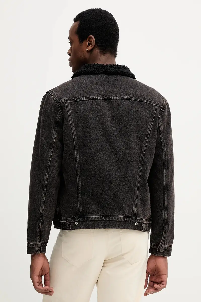 Levi's giacca di jeans colore nero 16365 miniatura 3