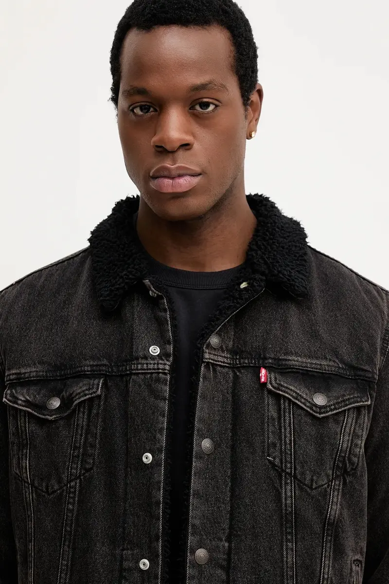 Levi's giacca di jeans colore nero 16365 miniatura 4