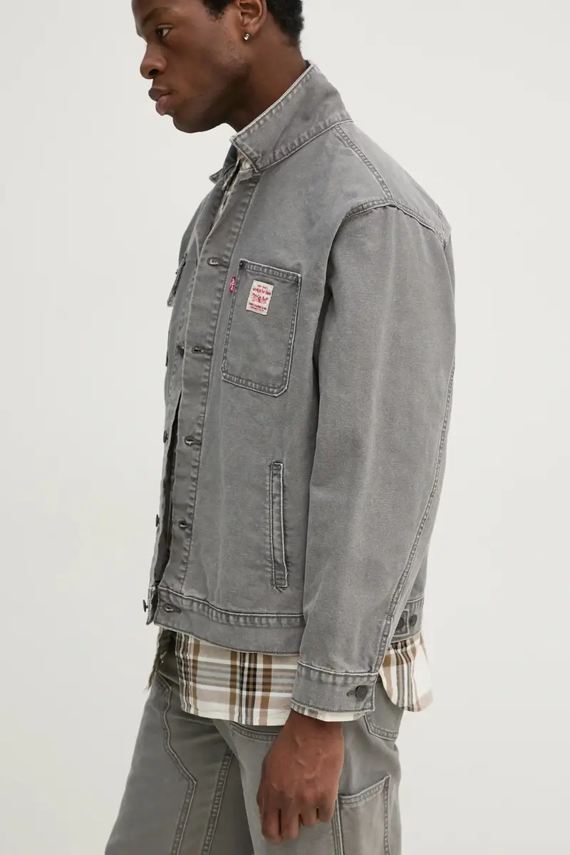 Levi's giacca in cotone colore grigio A4820 miniatura 4