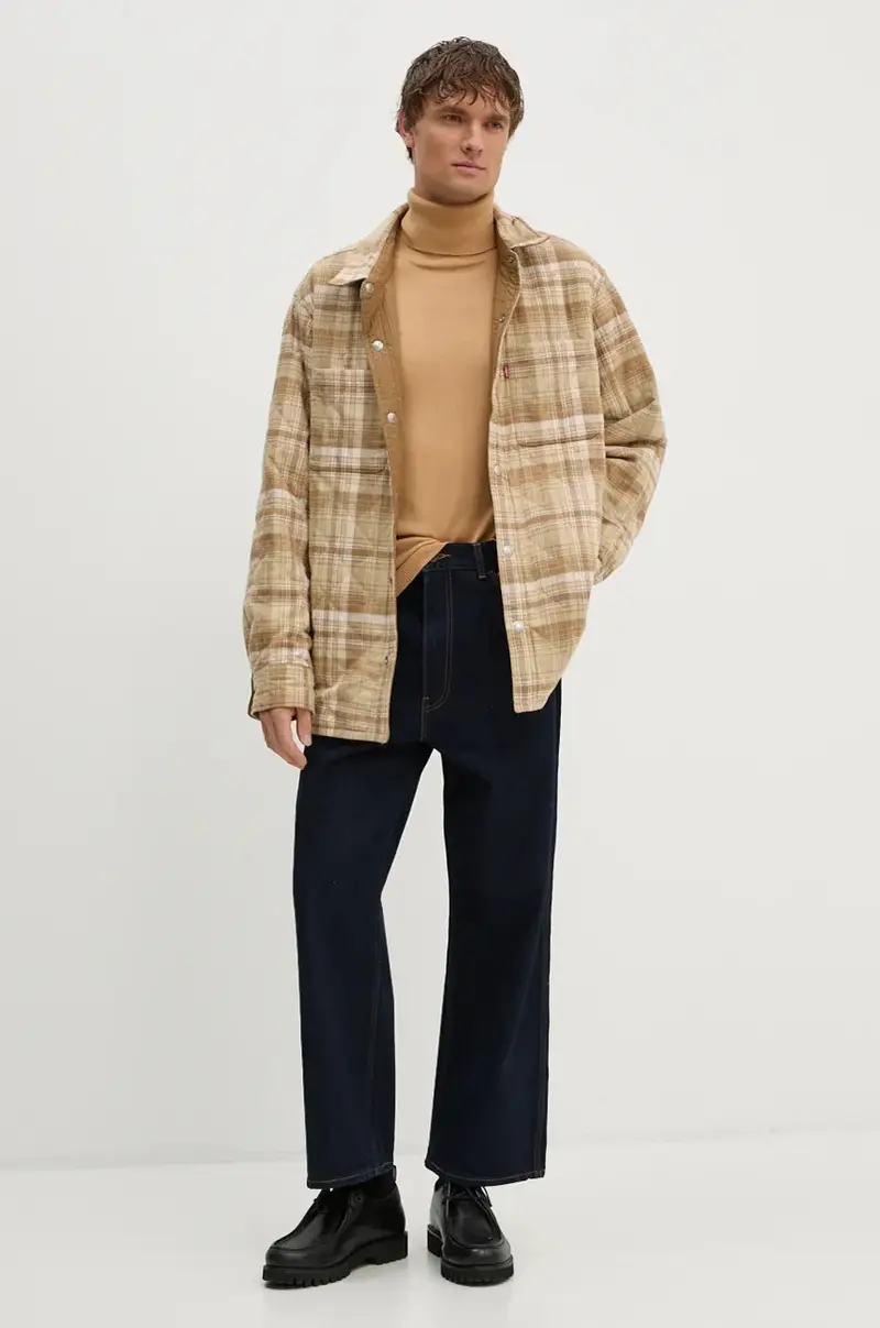 Levi's giacca in jeans a doppia faccia colore marrone A8553 Beige miniatura 3