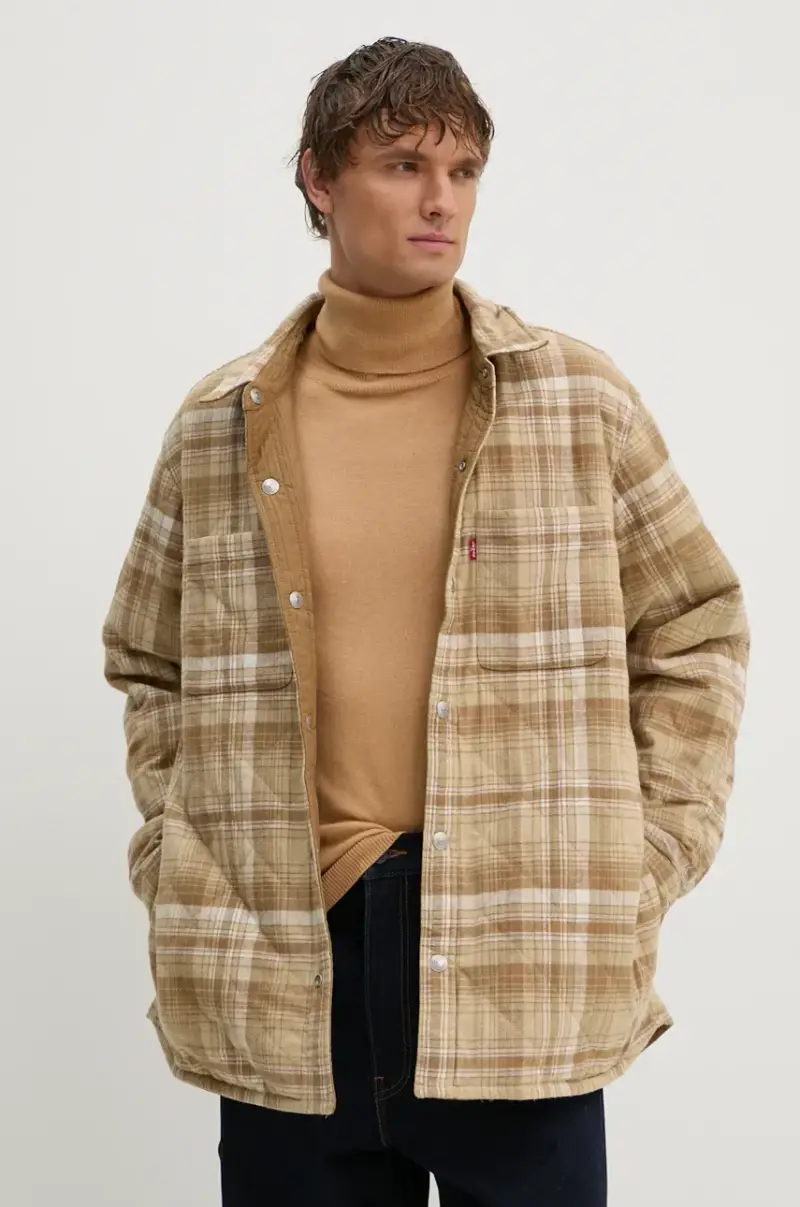 Levi's giacca in jeans a doppia faccia colore marrone A8553 Beige