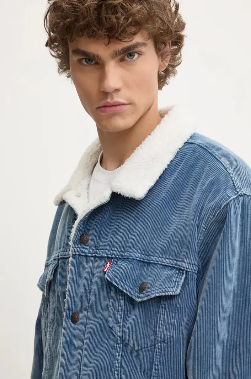 Levi's giacca in velluto a coste colore blu A5784 miniatura 4