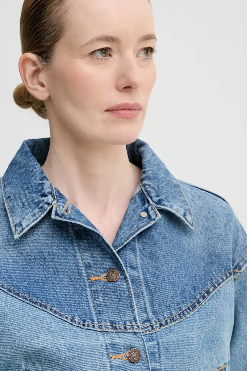 Levi's giacca SHRUNKEN 90S TRCKR WSTRN colore blu 001WO miniatura 4