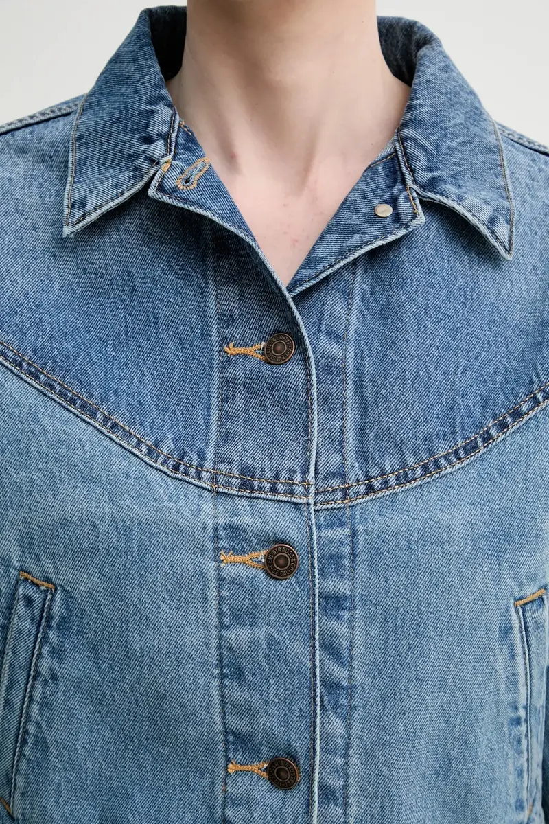 Levi's giacca SHRUNKEN 90S TRCKR WSTRN colore blu 001WO miniatura 5