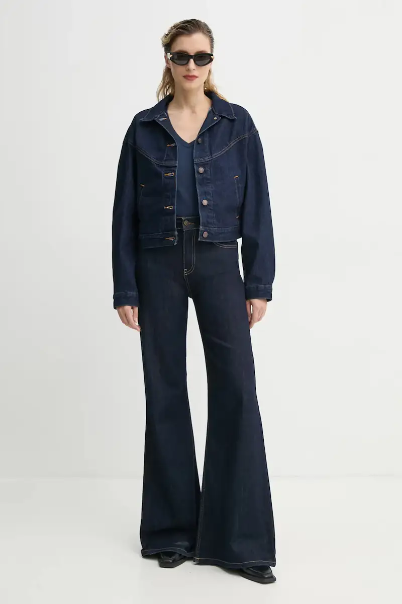 Levi's giacca SHRUNKEN 90S TRCKR WSTRN colore blu navy 001WO miniatura 2