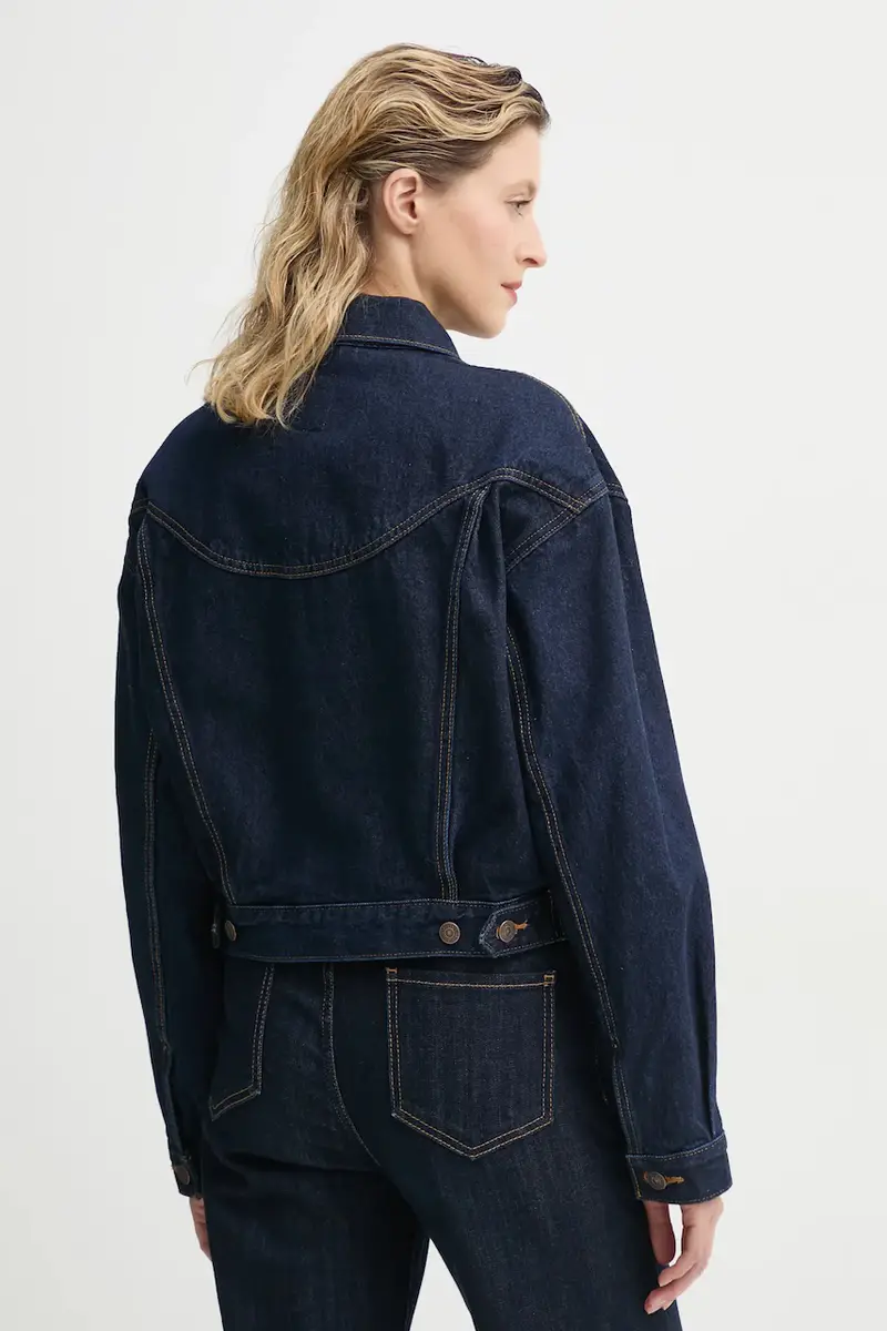 Levi's giacca SHRUNKEN 90S TRCKR WSTRN colore blu navy 001WO miniatura 3