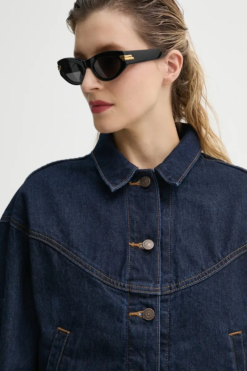 Levi's giacca SHRUNKEN 90S TRCKR WSTRN colore blu navy 001WO miniatura 4