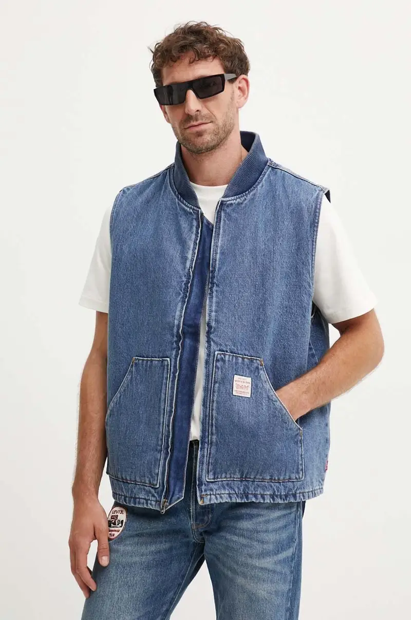 Levi's gilet colore blu A8580 miniatura 4