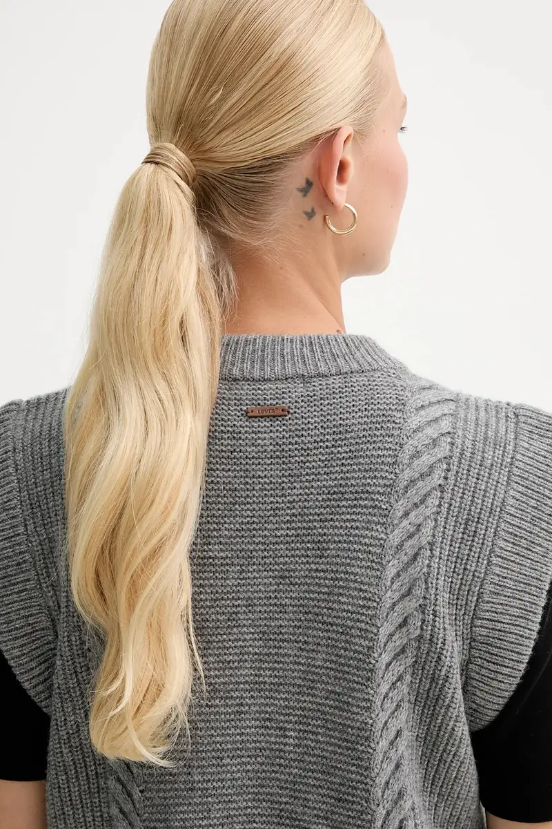 Levi's gilet con lana colore grigio 0038D miniatura 5