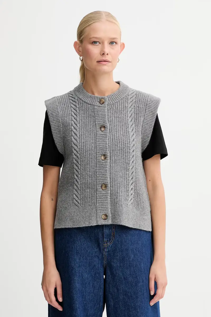 Levi's gilet con lana colore grigio 0038D