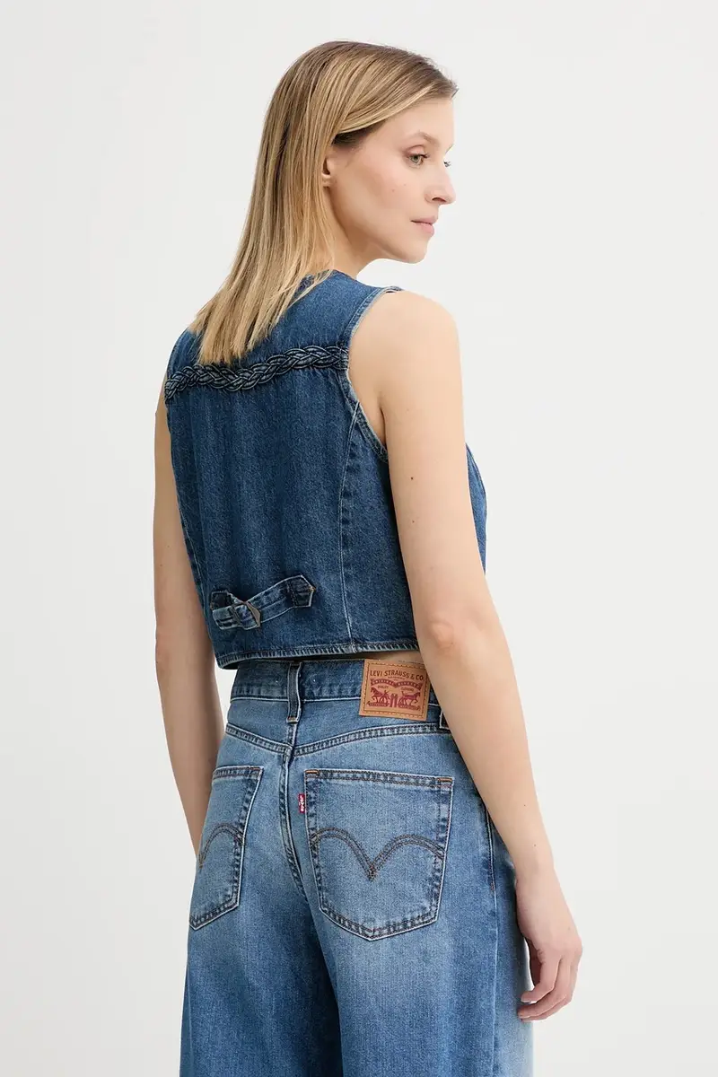Levi's gilet di jeans colore blu 001WQ miniatura 3