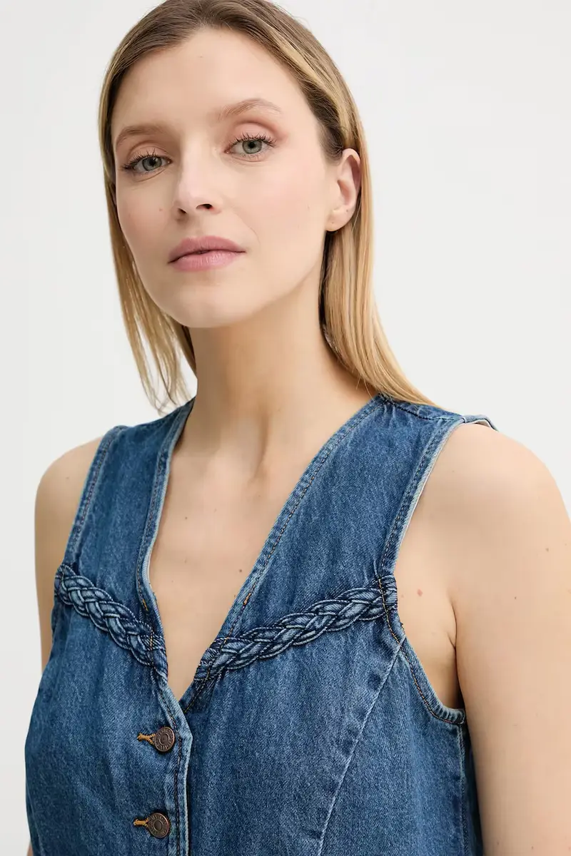 Levi's gilet di jeans colore blu 001WQ miniatura 4