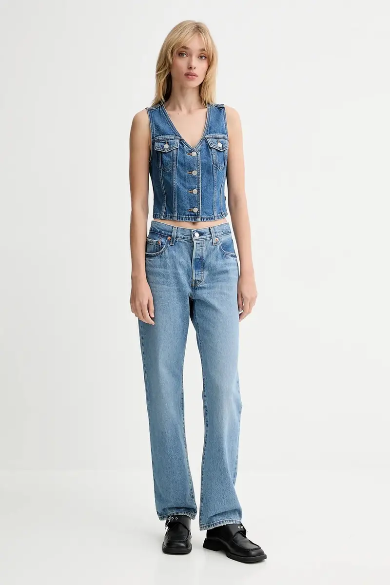 Levi's gilet di jeans colore blu A8682 miniatura 2