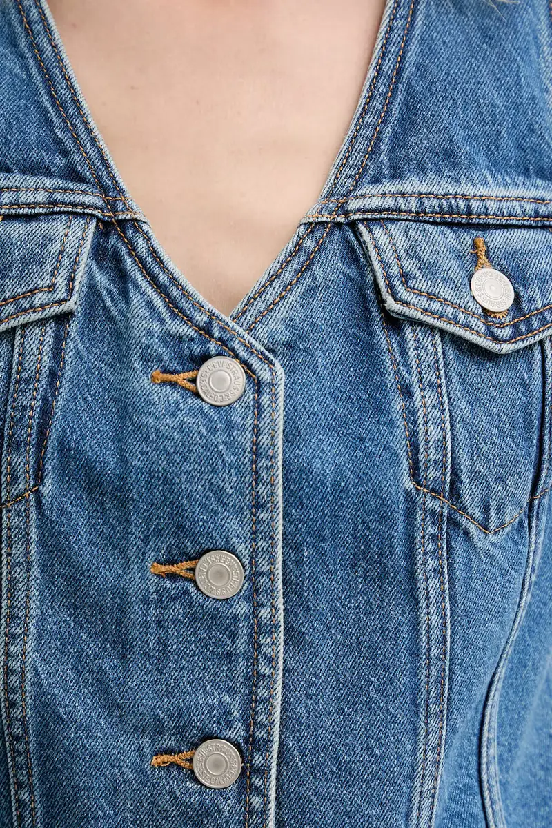 Levi's gilet di jeans colore blu A8682 miniatura 5