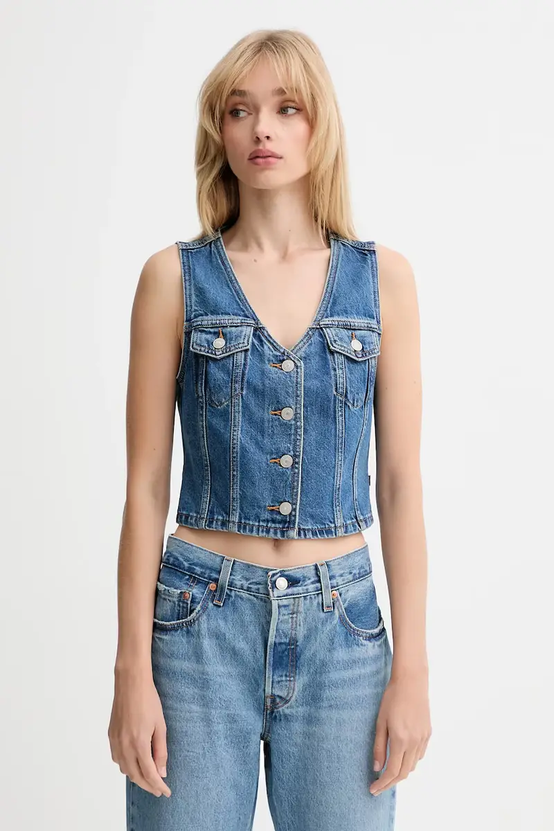 Levi's gilet di jeans colore blu A8682